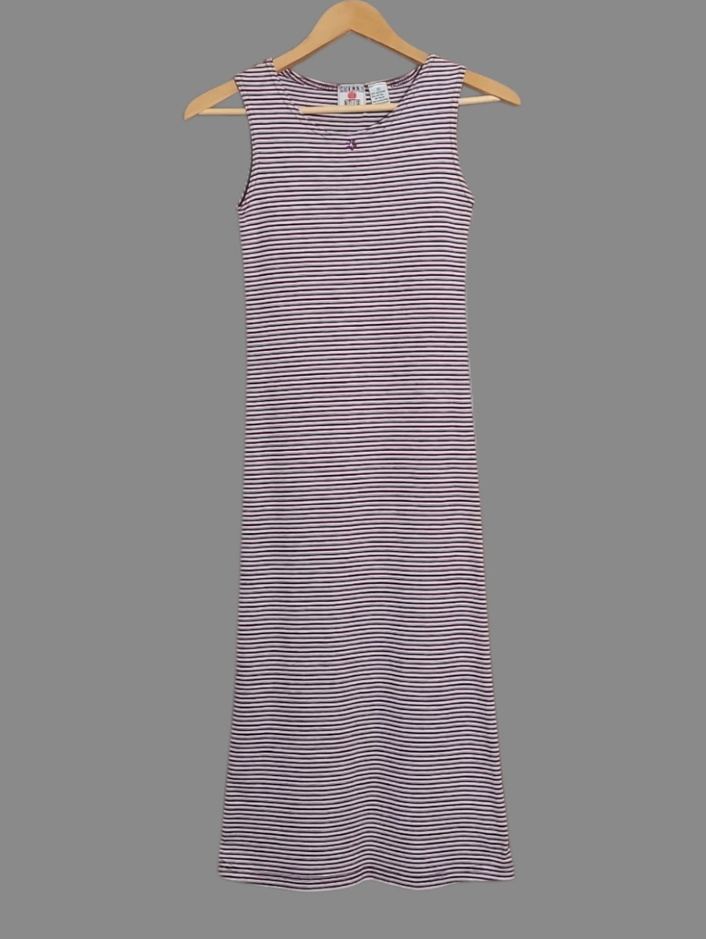 Vintage Cherry Stix Dress Girls Size 12 Sleeveless Striped Maxi Dress
